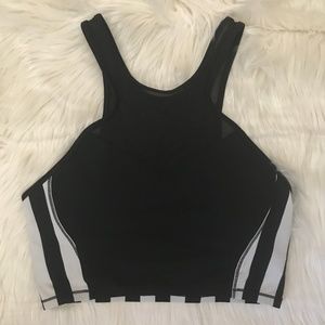 Lululemon High Neck Striped Swim Top with Mesh